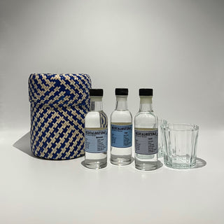 Mezcalosfera mezcal introduction kit with glasses 3 50 ml clear blue