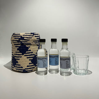 Mezcalosfera mezcal introduction kit with glasses 3 50 ml dark blue
