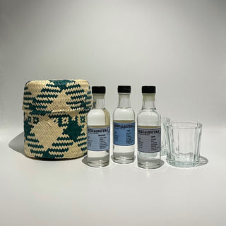 Mezcalosfera mezcal introduction kit with glasses 3 50 ml dark green