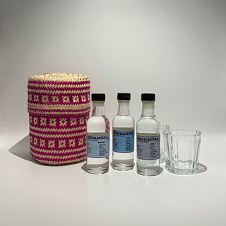 Mezcalosfera mezcal introduction kit with glasses 3 50 ml pink