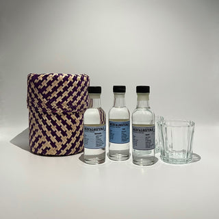 Mezcalosfera mezcal introduction kit with glasses 3 50 ml purple