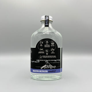 Zinacantan Mezcal Agave Spirits Pitzomel fermented in leather2023 200 ml back label